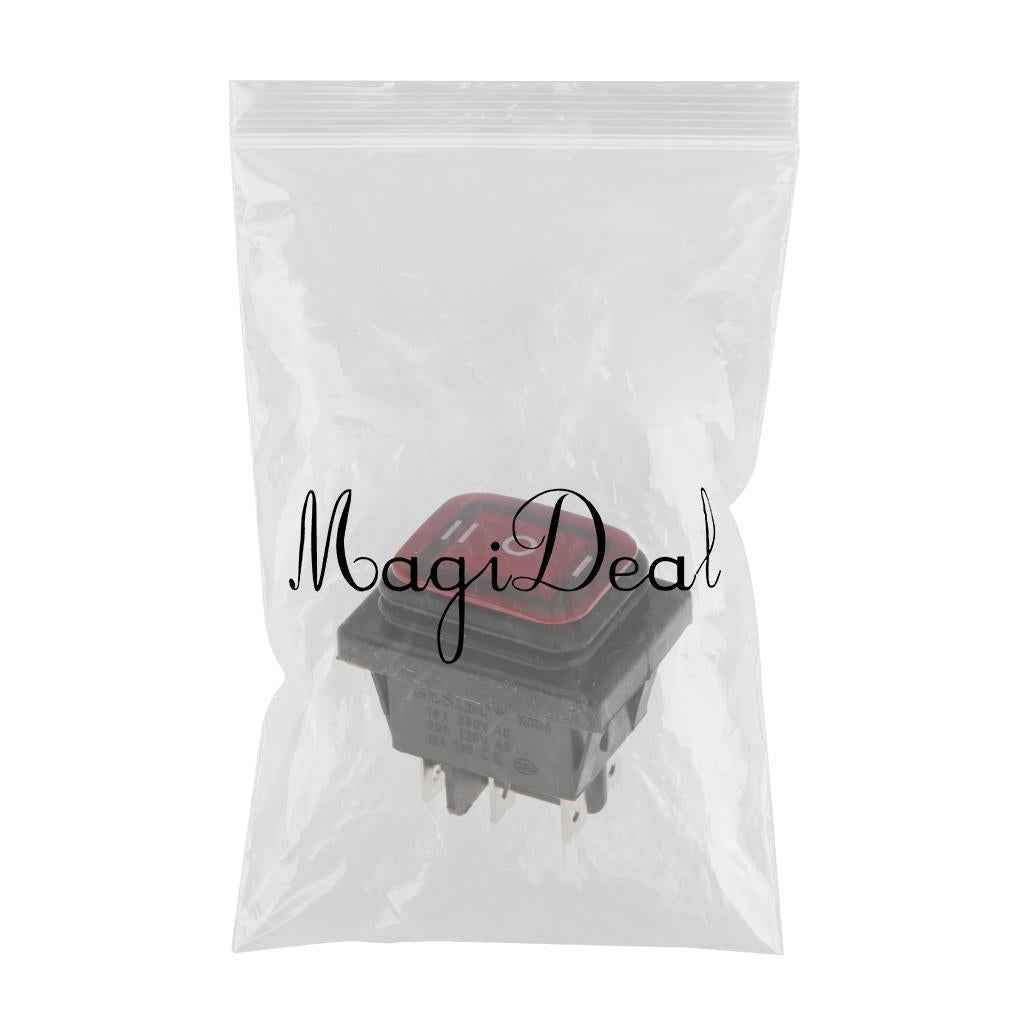 KCD4 On-Off-On 6Pin 220V LED Marine Rocker Toggle Switch Waterproof Red
