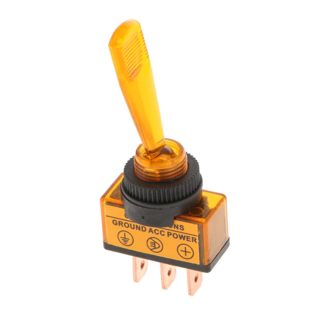 12V 20A LED Light OFF/ON SPST Toggle Rocker Switch 3Pin Car Boat Sales Yellow