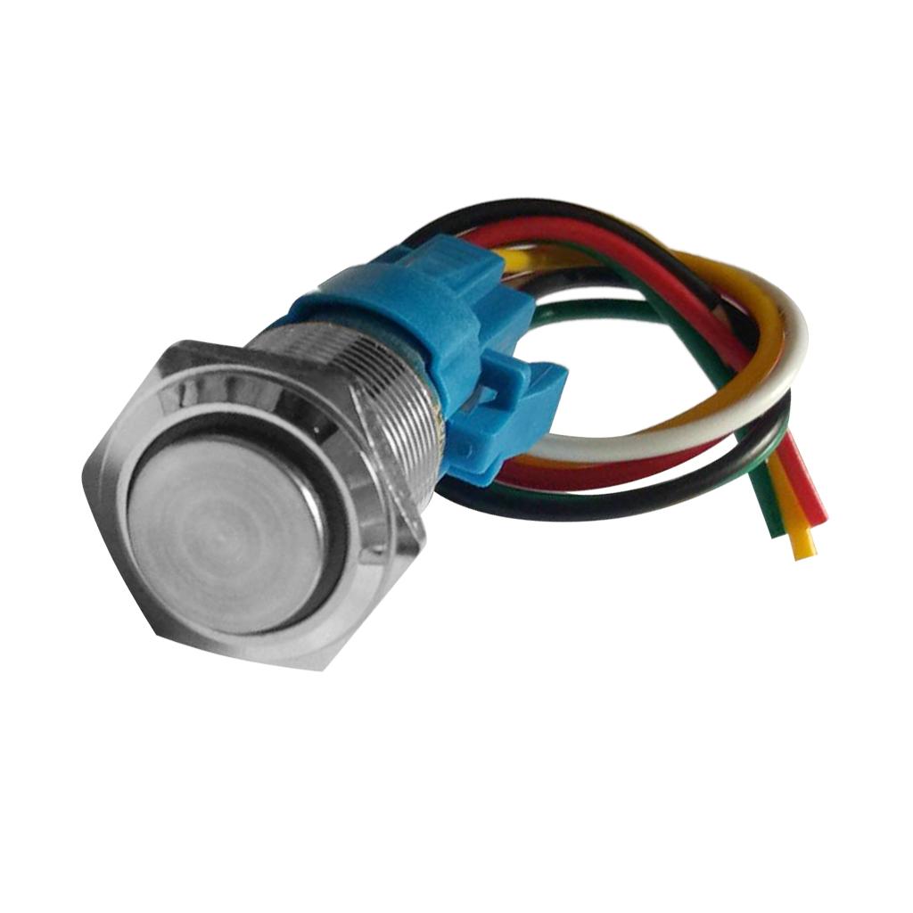 220V LED 16mm Self-lock Push Button Switch IP65 with Wire Connector Yellow