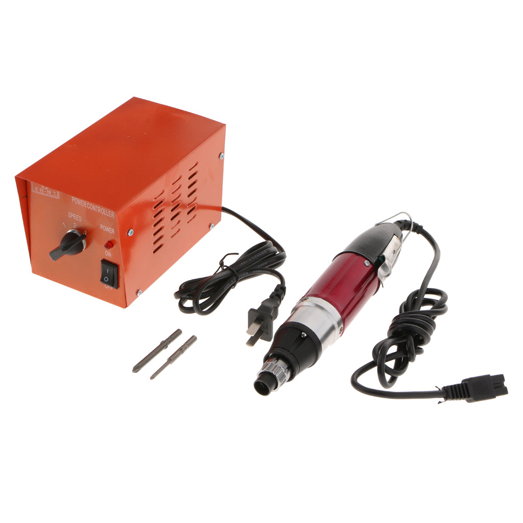 220V Torque Precise Electric Screwdriver Set with Power Rose Red+Black 801