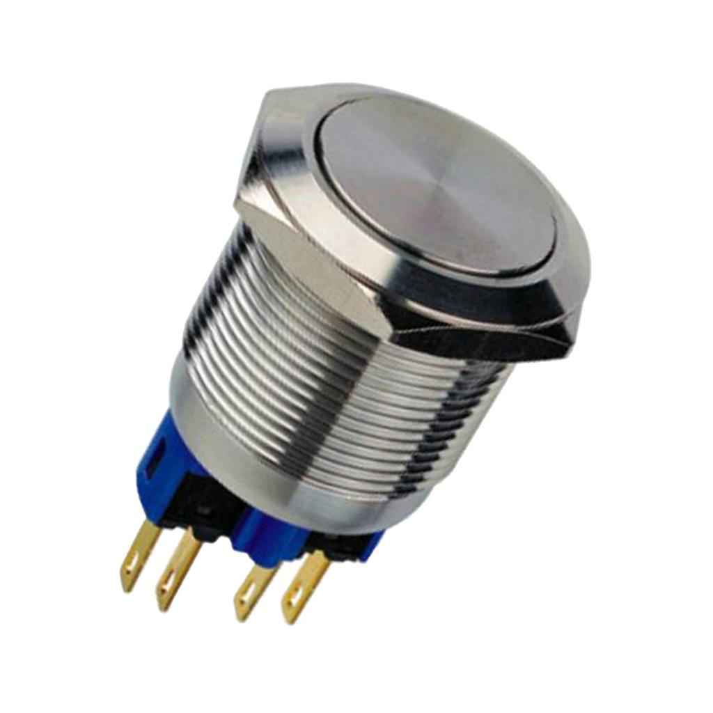 22mm 250V Falt Self-reset Stainless Steel Push Button Switch IP67 1NO1NC