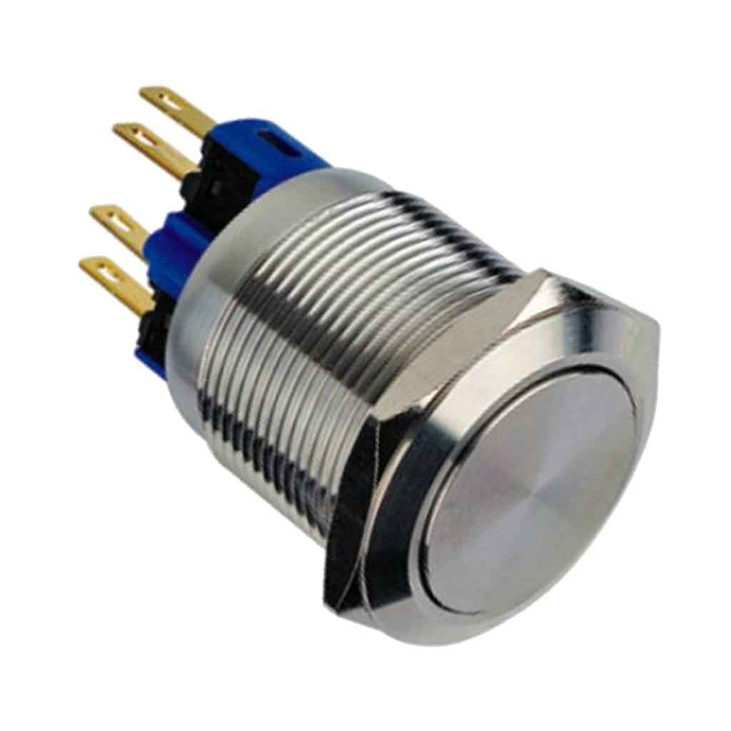 22mm 250V Falt Self-reset Stainless Steel Push Button Switch IP67 1NO1NC
