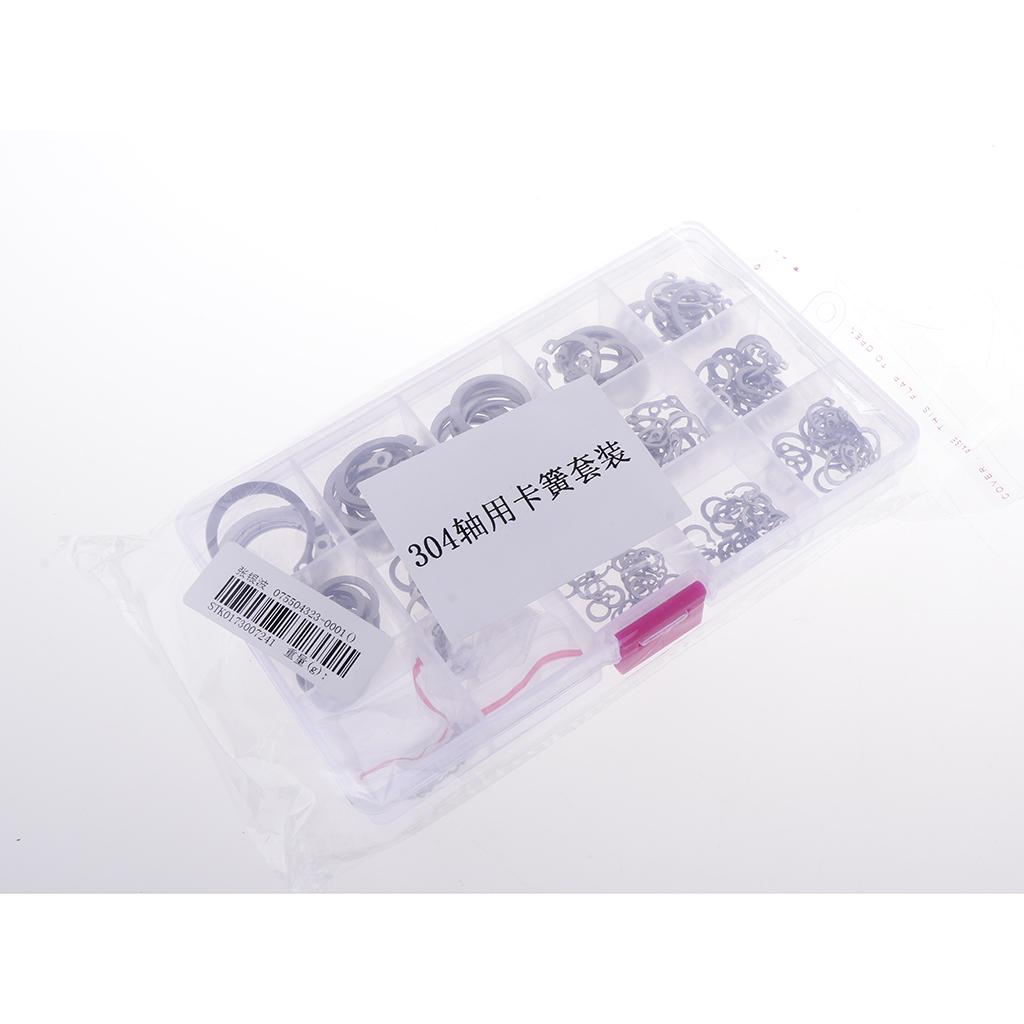 225x 15 Kinds Steel External Circlip Retaining Ring Snap Ring Assortment Kit