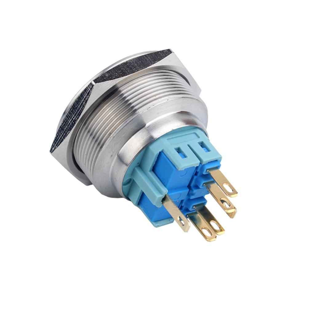 30mm Blue LED Metal Push Button Switch,12V Flat Head,1NO 1NC Self-reset