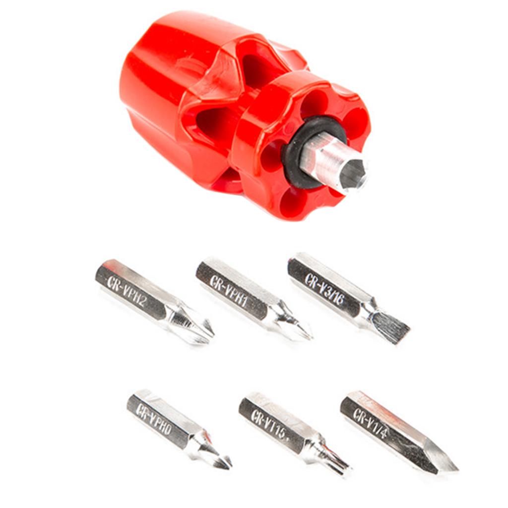 Mini 6 in 1 Screwdriver Hand Operated Tools Chrome Vanadium Alloy Red
