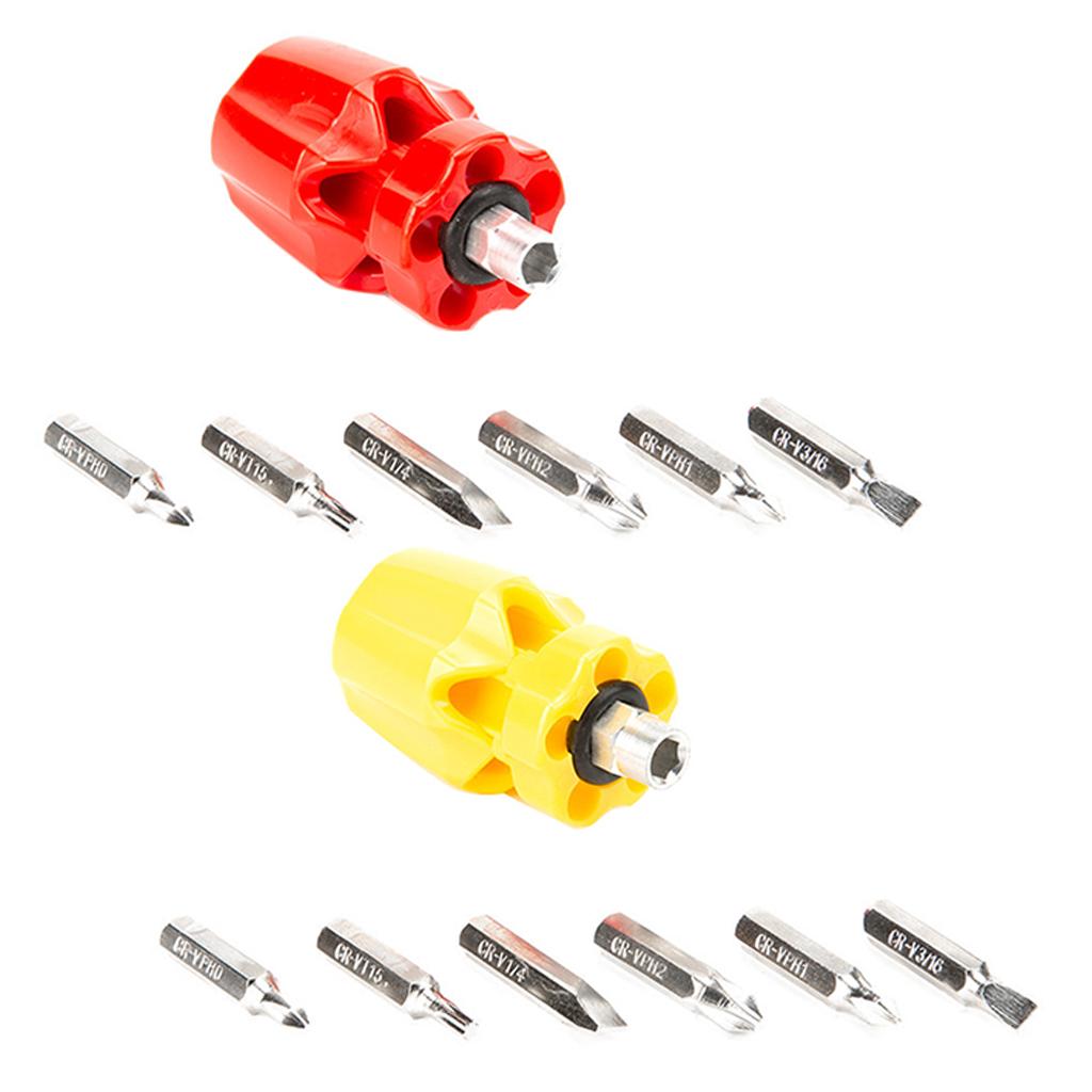 Mini 6 in 1 Screwdriver Hand Operated Tools Chrome Vanadium Alloy Red