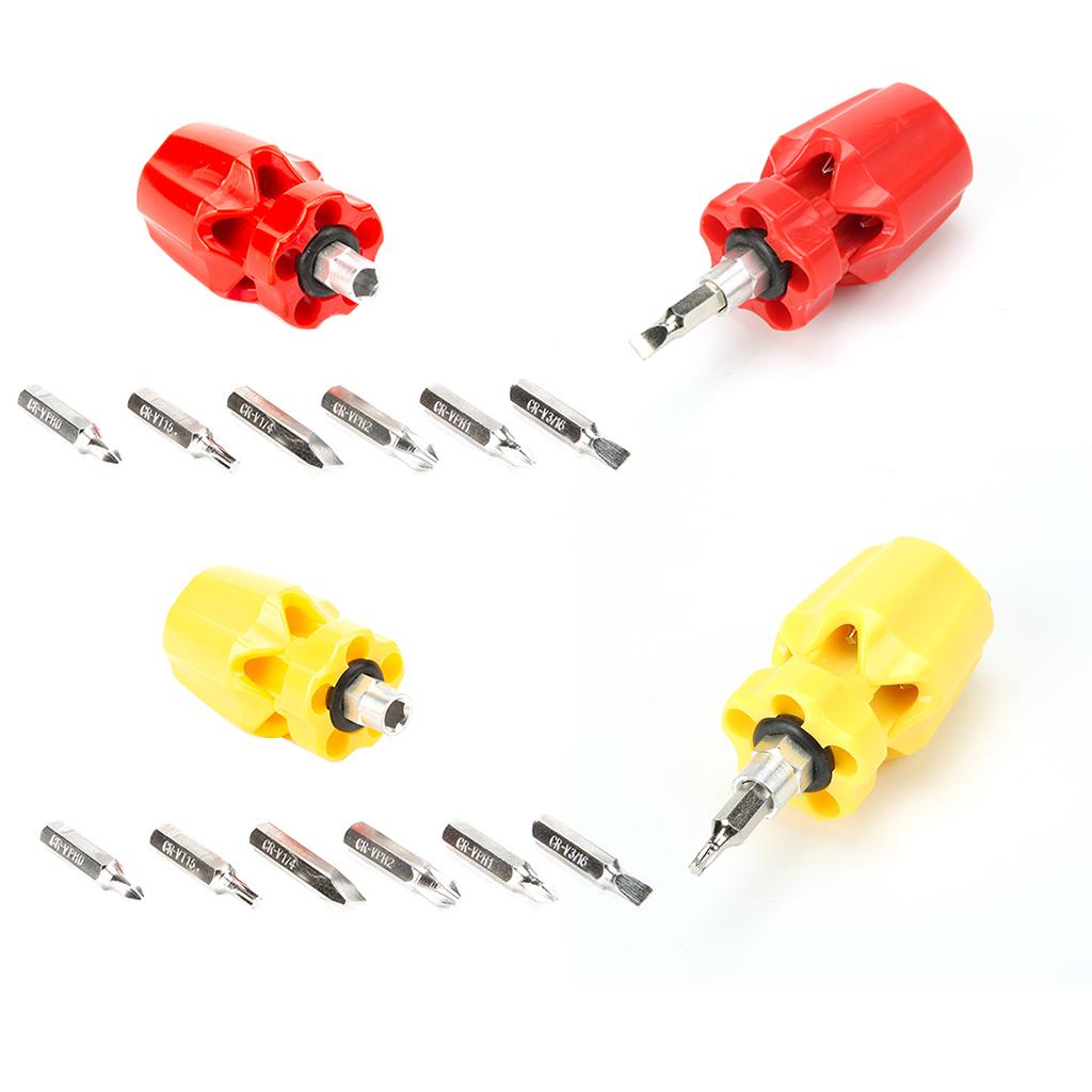 Mini 6 in 1 Screwdriver Hand Operated Tools Chrome Vanadium Alloy Red