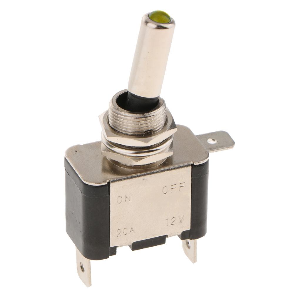 12V 20A 3pin Mini LED Toggle Flick Switch ON/OFF SPST For Car Dash Yellow