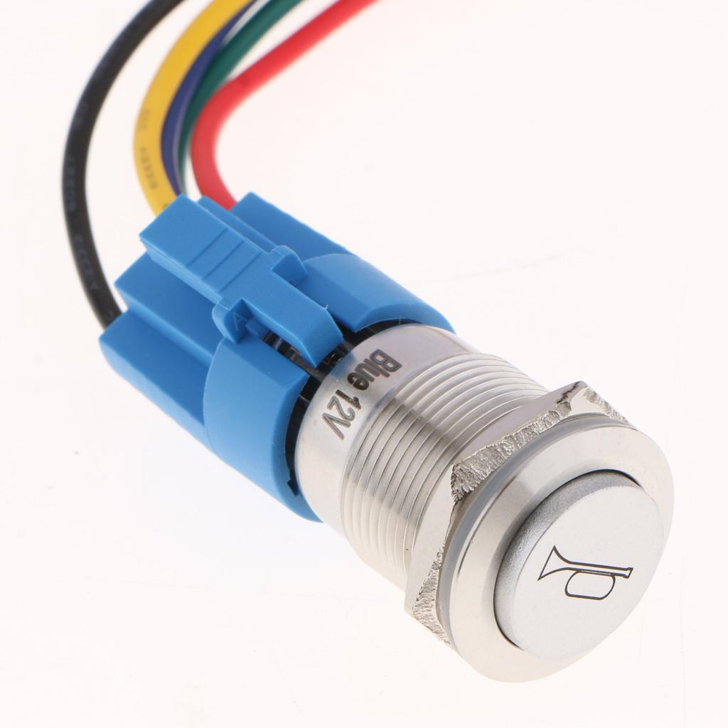 Universal Car Boat Automobile Switch Horn On/Off LED Speaker Switches Blue