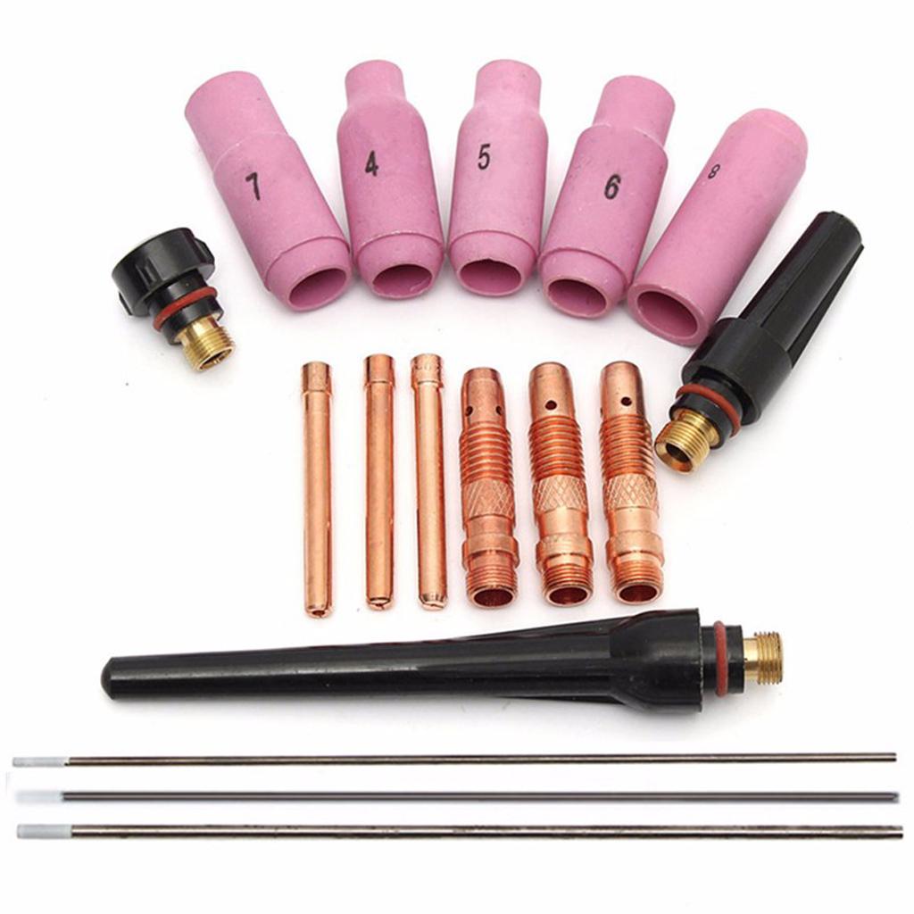 17xWP17 18 26 Welding Torch Cup Collet Body Nozzle Tungsten Gas Lens Kit