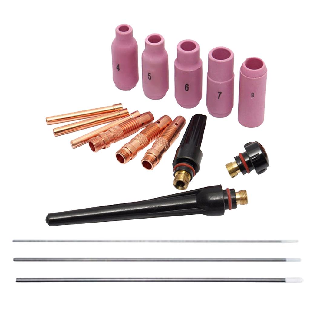 17xWP17 18 26 Welding Torch Cup Collet Body Nozzle Tungsten Gas Lens Kit