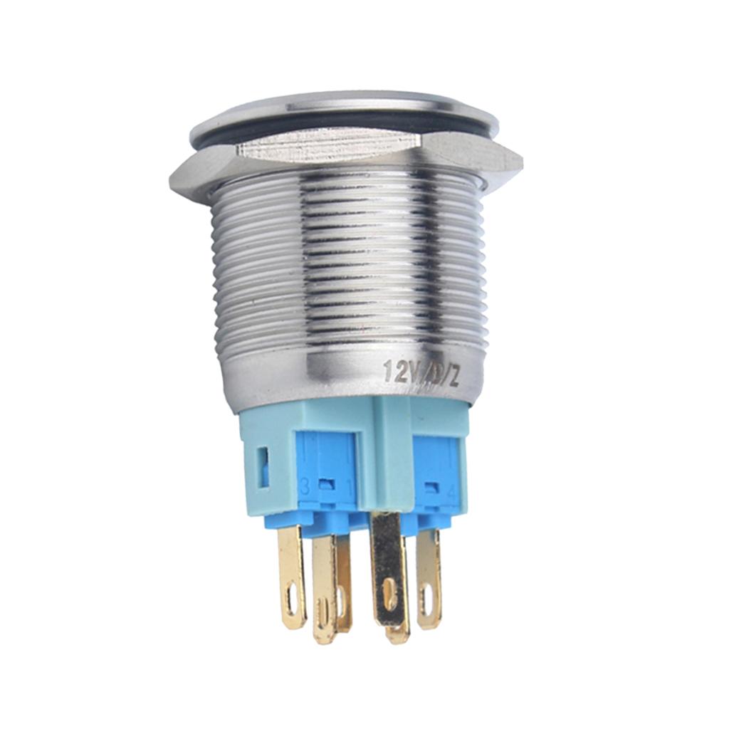 22mm Stainless Steel Push Button Switch Flat head self locking Red Light