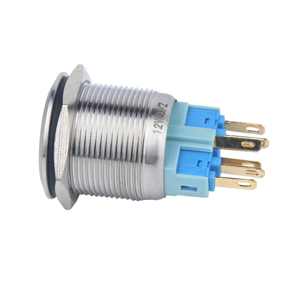 22mm Stainless Steel Push Button Switch Flat head self locking Red Light