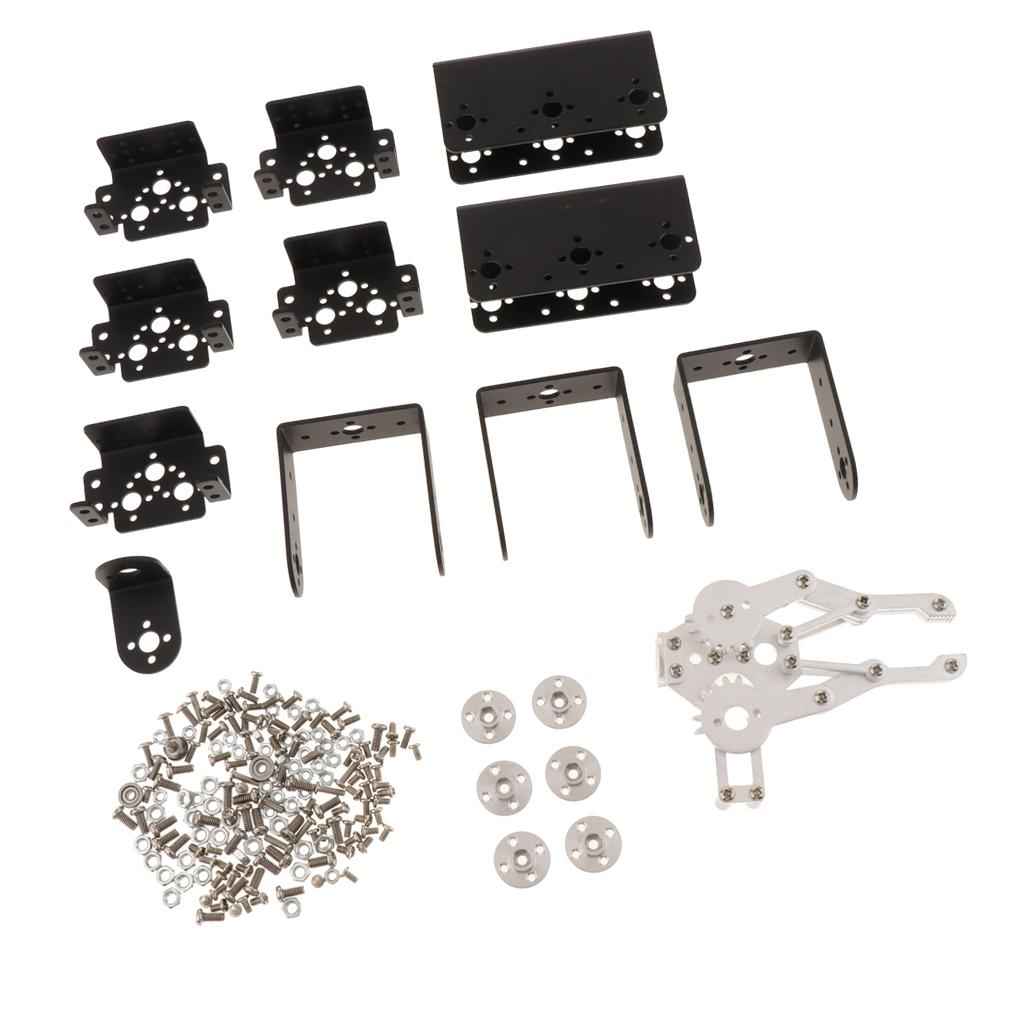 6DOF Assembly Mechanical Robot Arm DIY Kit Clamp Gripper Claw DIY Black