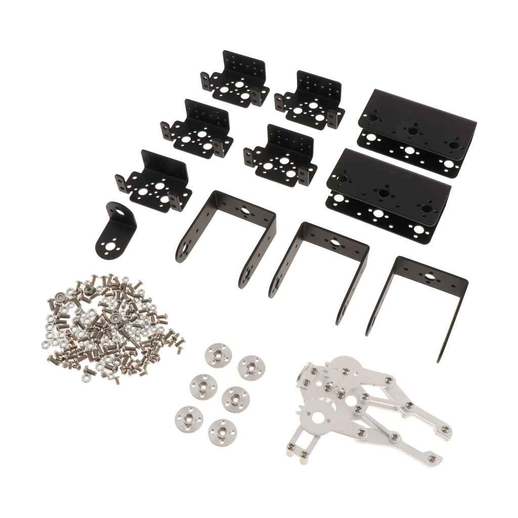 6DOF Assembly Mechanical Robot Arm DIY Kit Clamp Gripper Claw DIY Black