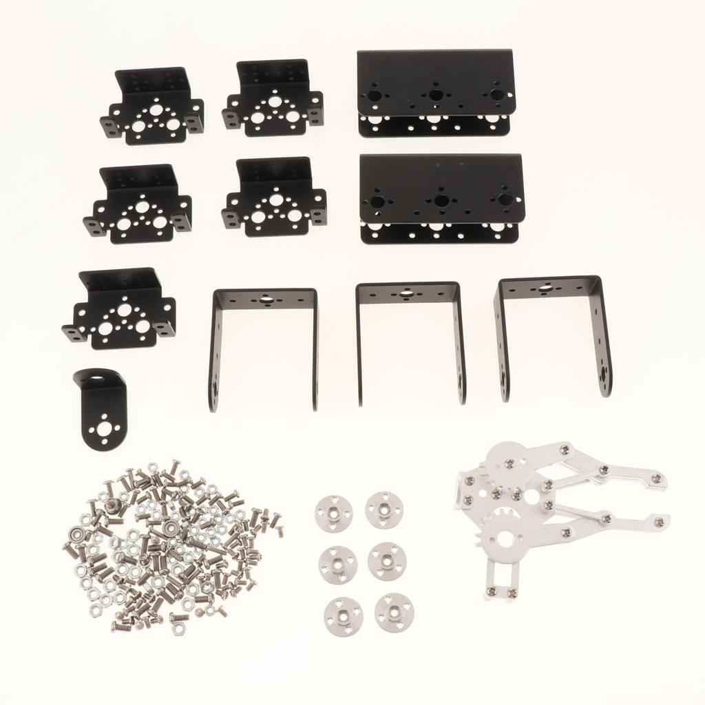 6DOF Assembly Mechanical Robot Arm DIY Kit Clamp Gripper Claw DIY Black