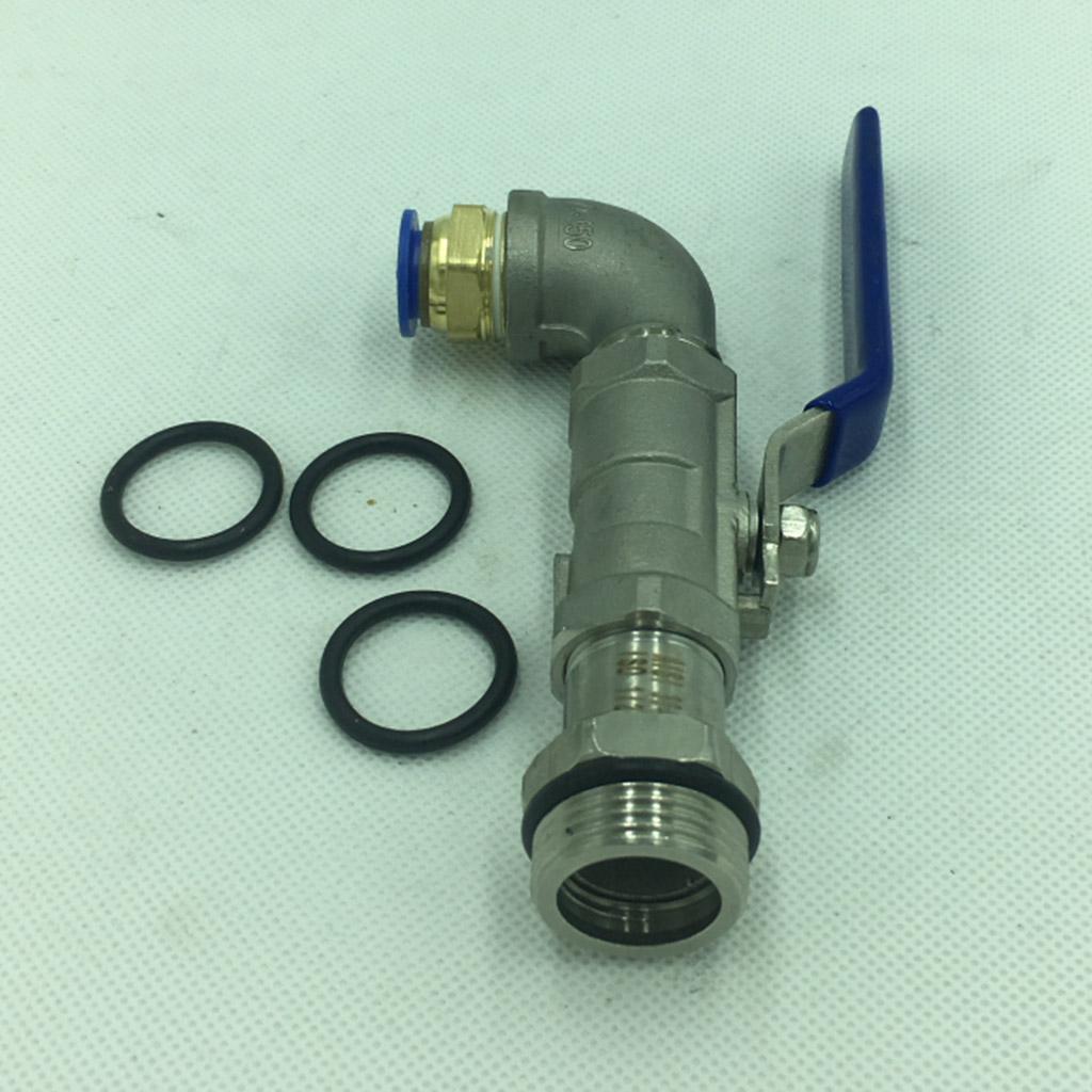 200L Oil Tank Drain Valve Faucet Tap PU Air Hose Adapter 90 Degree 1P 12mm