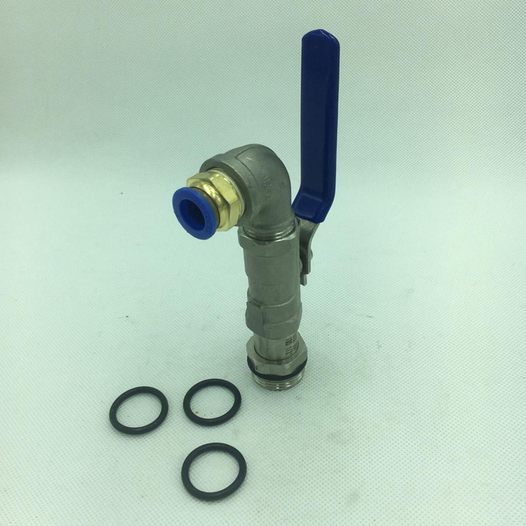 200L Oil Tank Drain Valve Faucet Tap PU Air Hose Adapter 90 Degree 1P 12mm