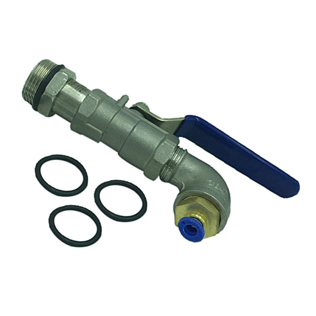200L Oil Tank Drain Valve Faucet Tap PU Air Hose Adapter 90 Degree 1P 12mm