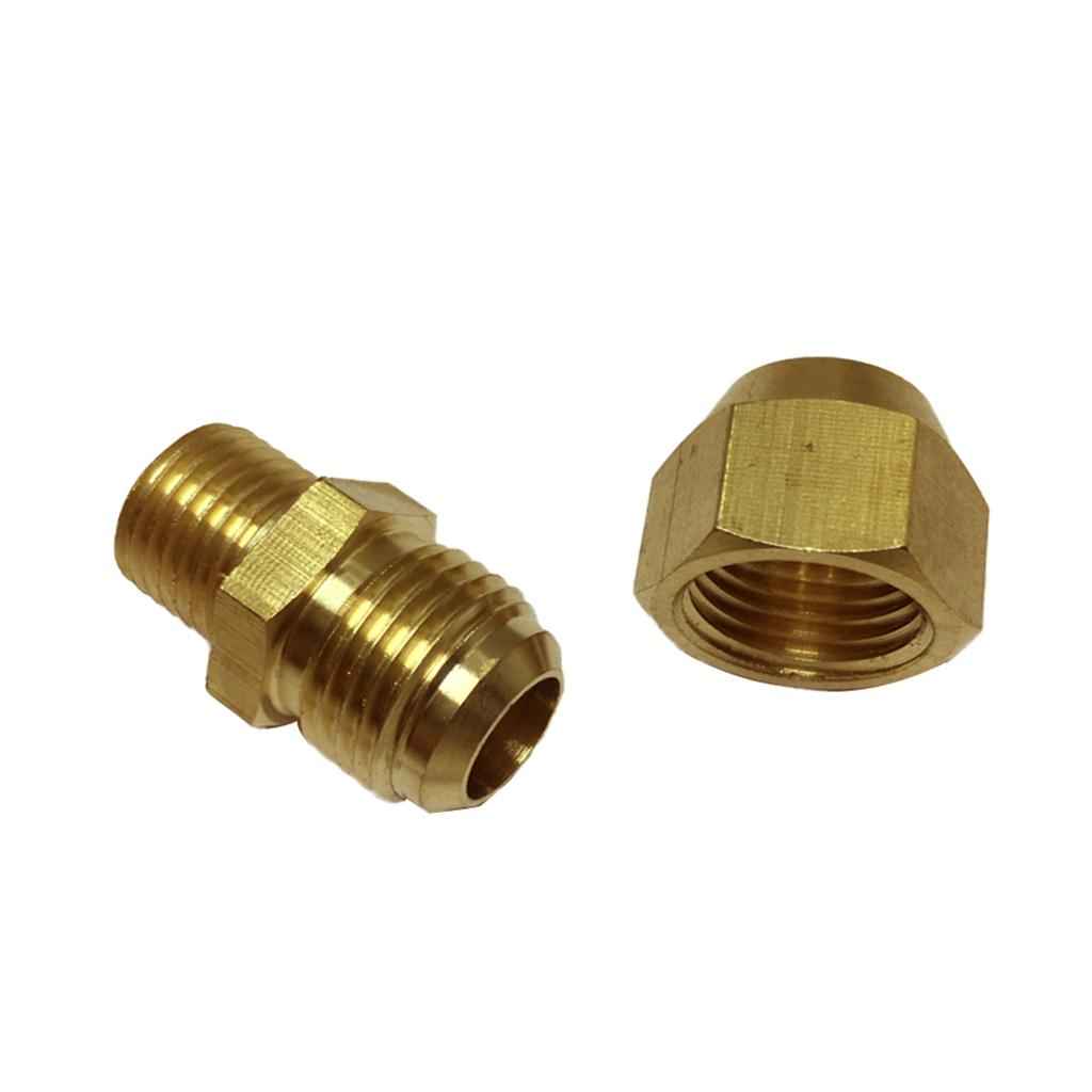Brass 1/4" Male Adapter Connector Thread Fittings Tube with Flaring φ10mm