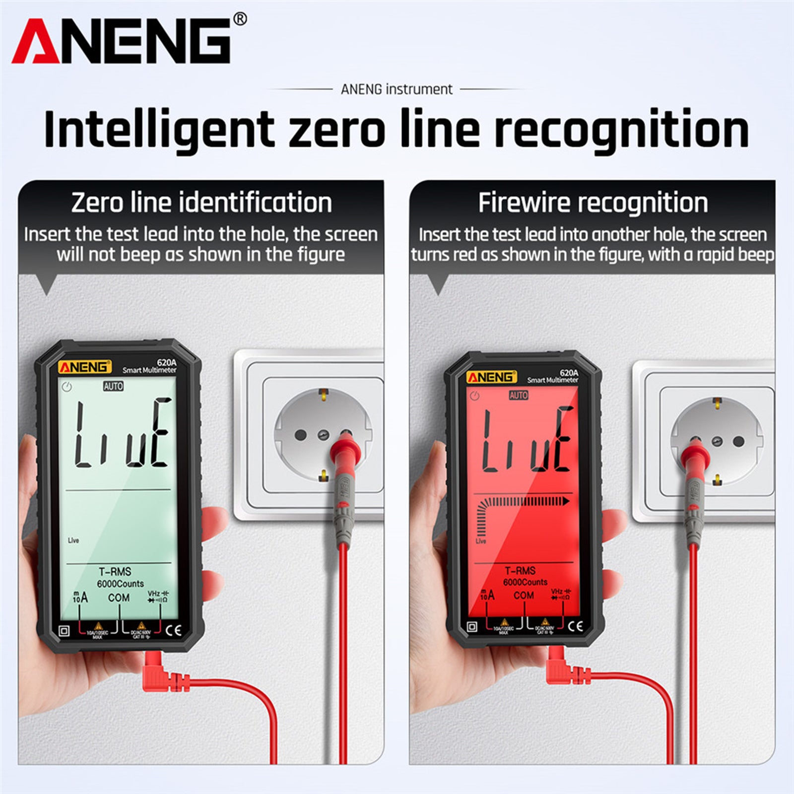 Digital Multimeter Transistor Testers Multi Meter 6000 Counts Black