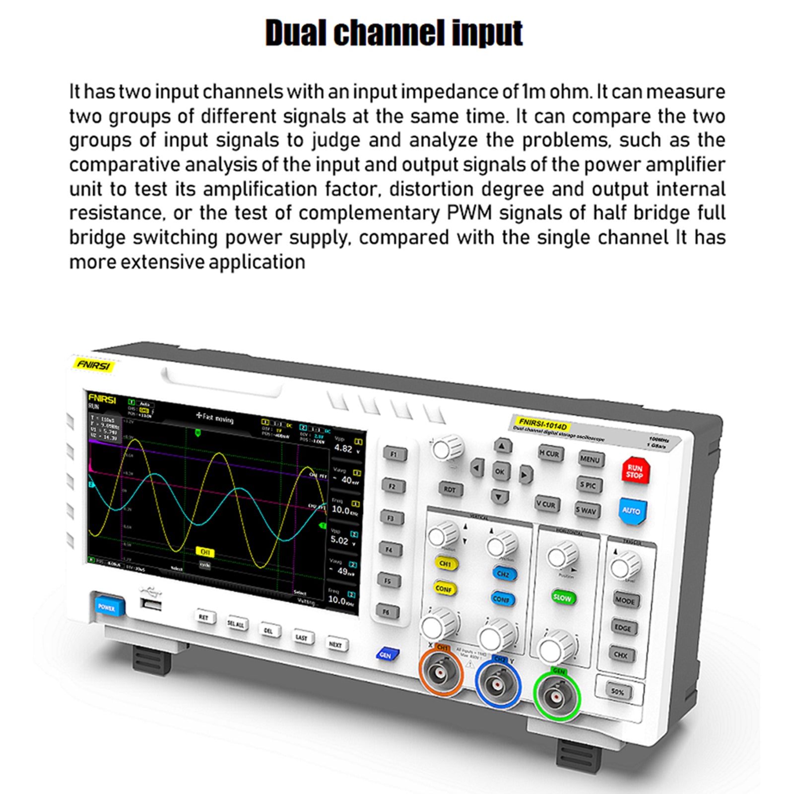 Desktop Digital Oscilloscope 7 inch 800*480 Display for Product Development