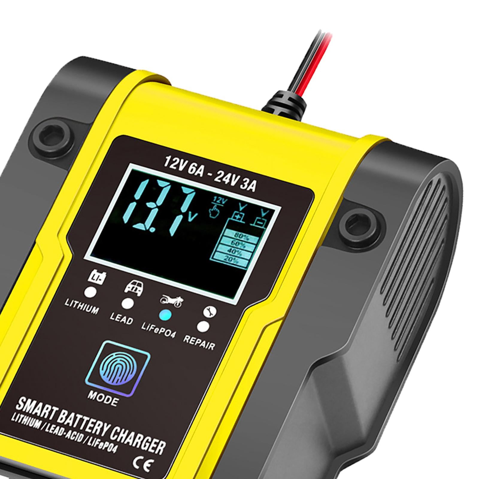 Smart Battery Charger Smart LCD Display for Motorcycle Lawn Mower Automotive