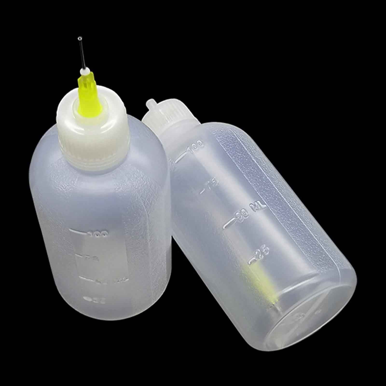 2x Plastic Needle Tip Glue Bottle Applicator Detachable W/ Lid for Paper