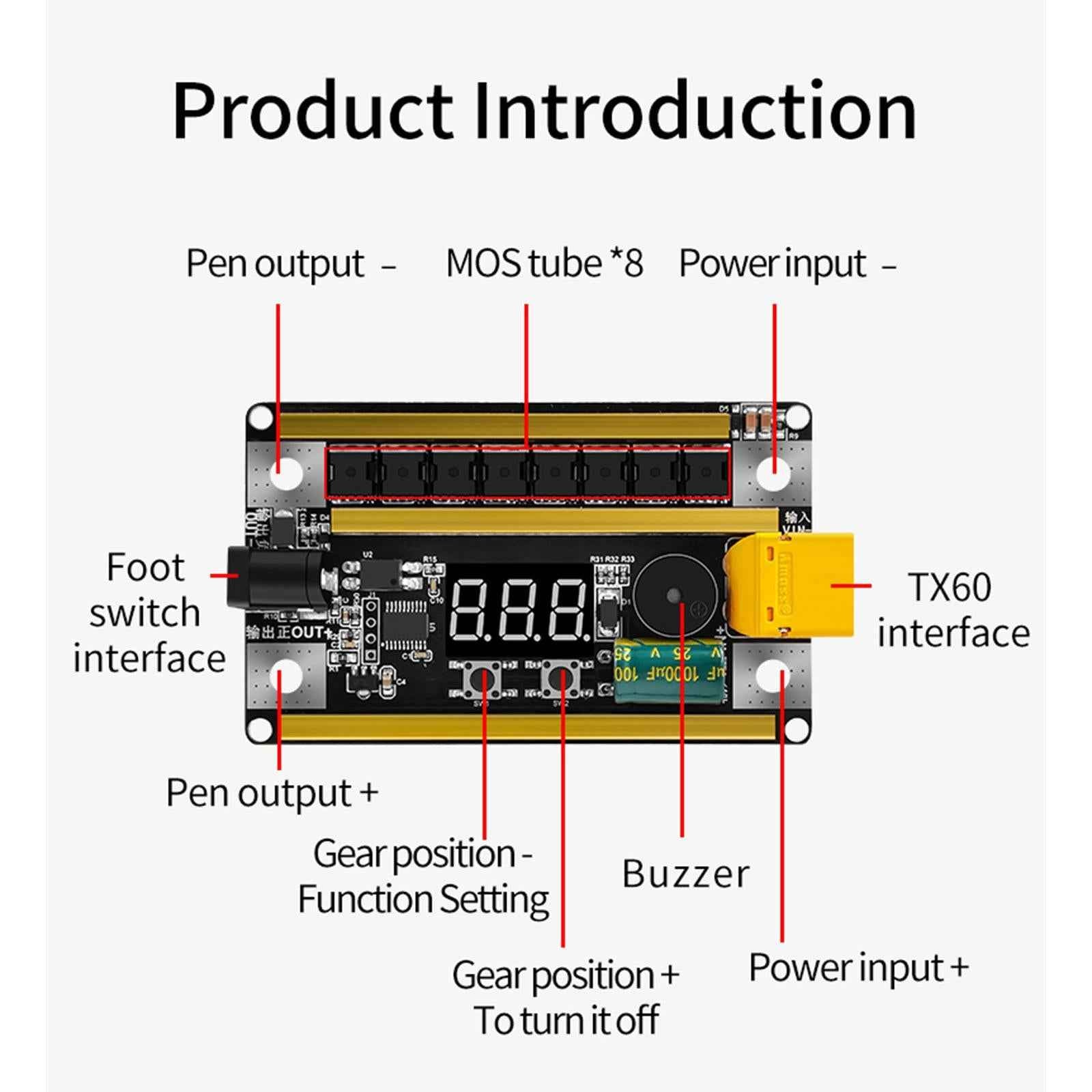 12V Spot Welder Set Portable Handheld Adjustable 99 Level for Welding Repair 1 Set with shell