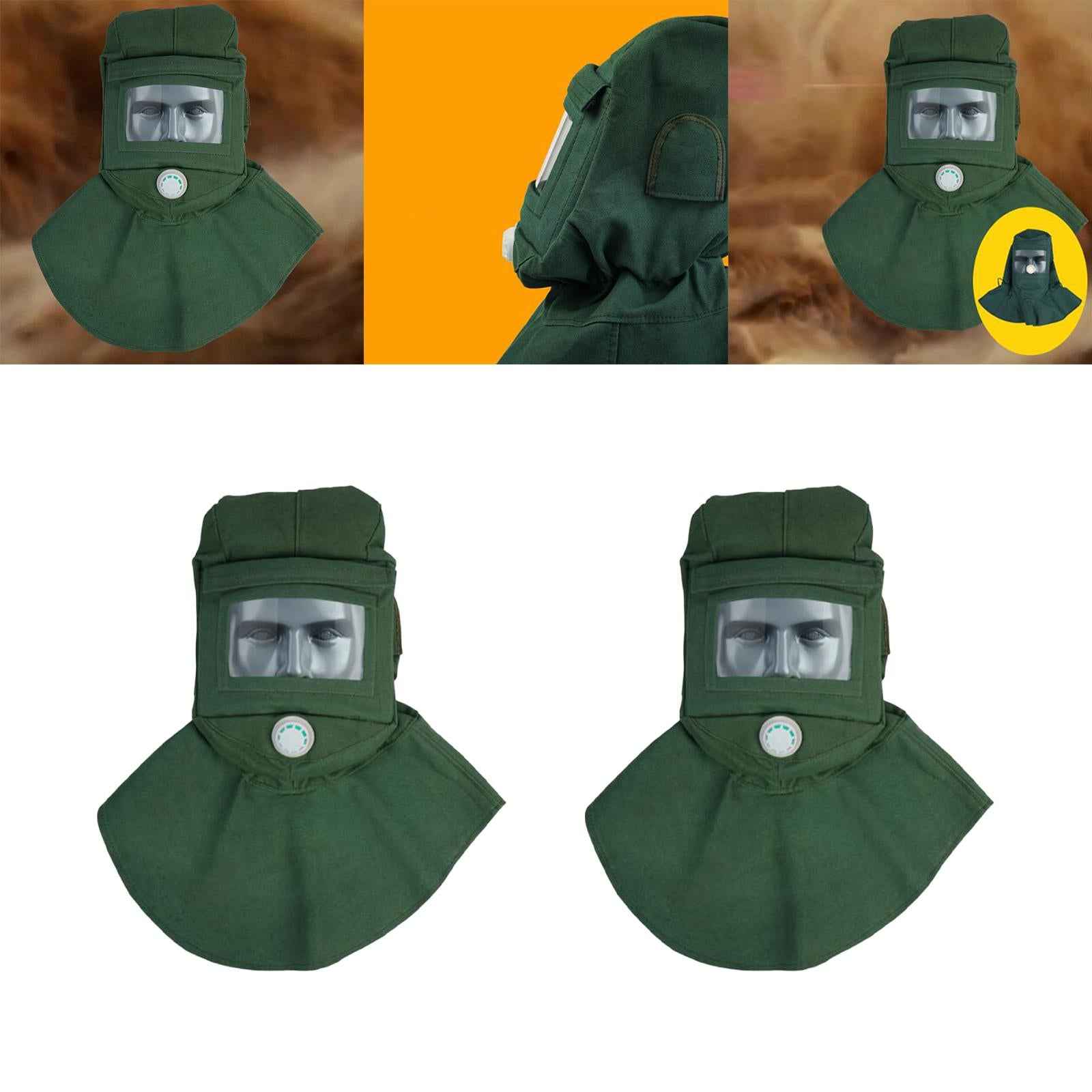 Sandblasting Hood Breathable Face Protective Helmet Sand Blasting Hood Cap Glass Lens