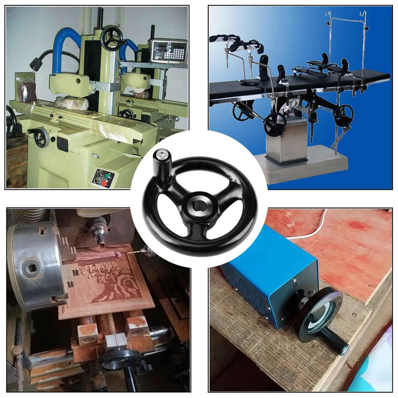 Round Hand Wheel Replace 0.47x4inch Diameter for Lathe Crank Milling Machine