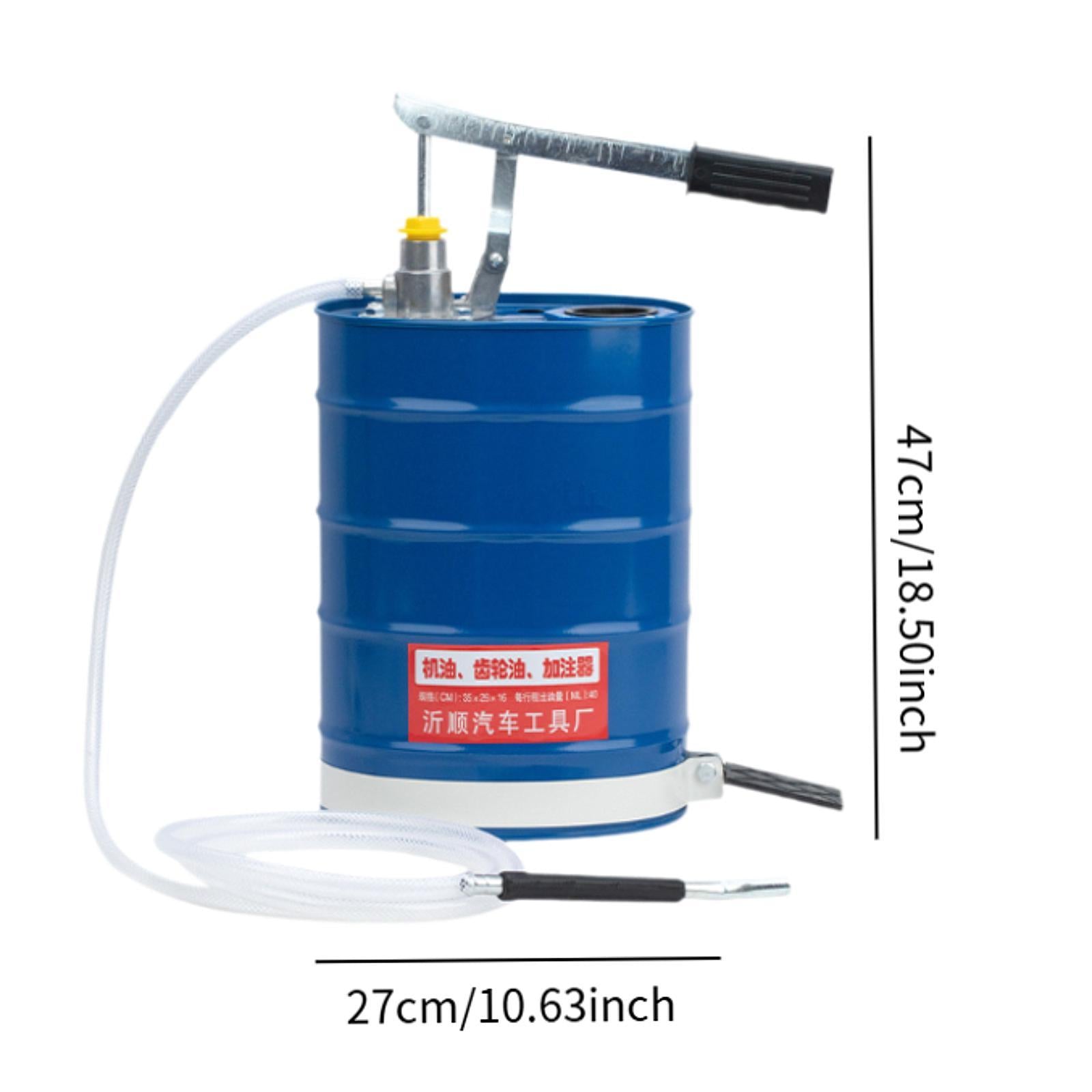 Manual Oil Filling Barrel Hand Pressure 10L Fill System for Vehicle Supplies Blue