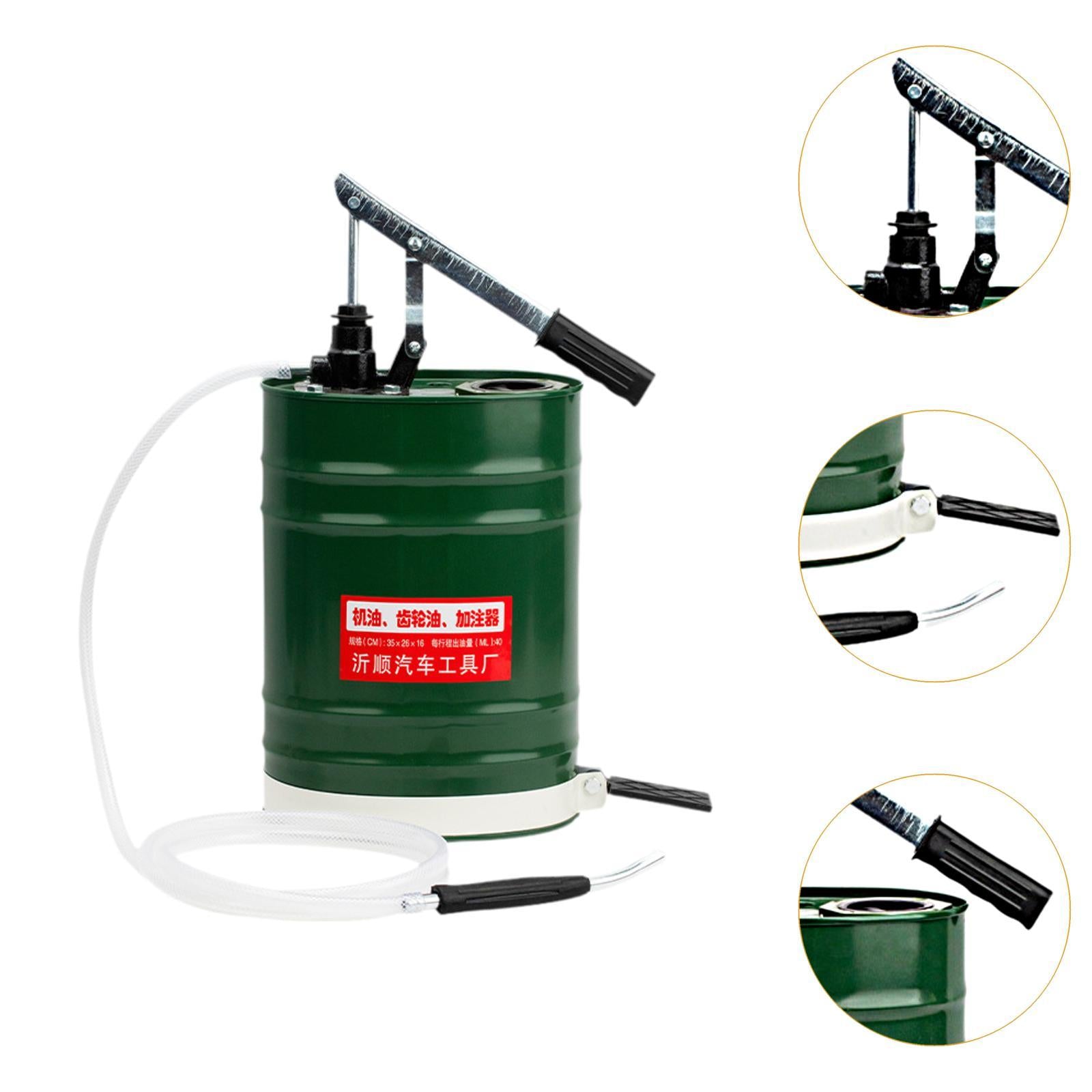 Manual Oil Filling Barrel Hand Pressure 10L Fill System for Vehicle Supplies Green
