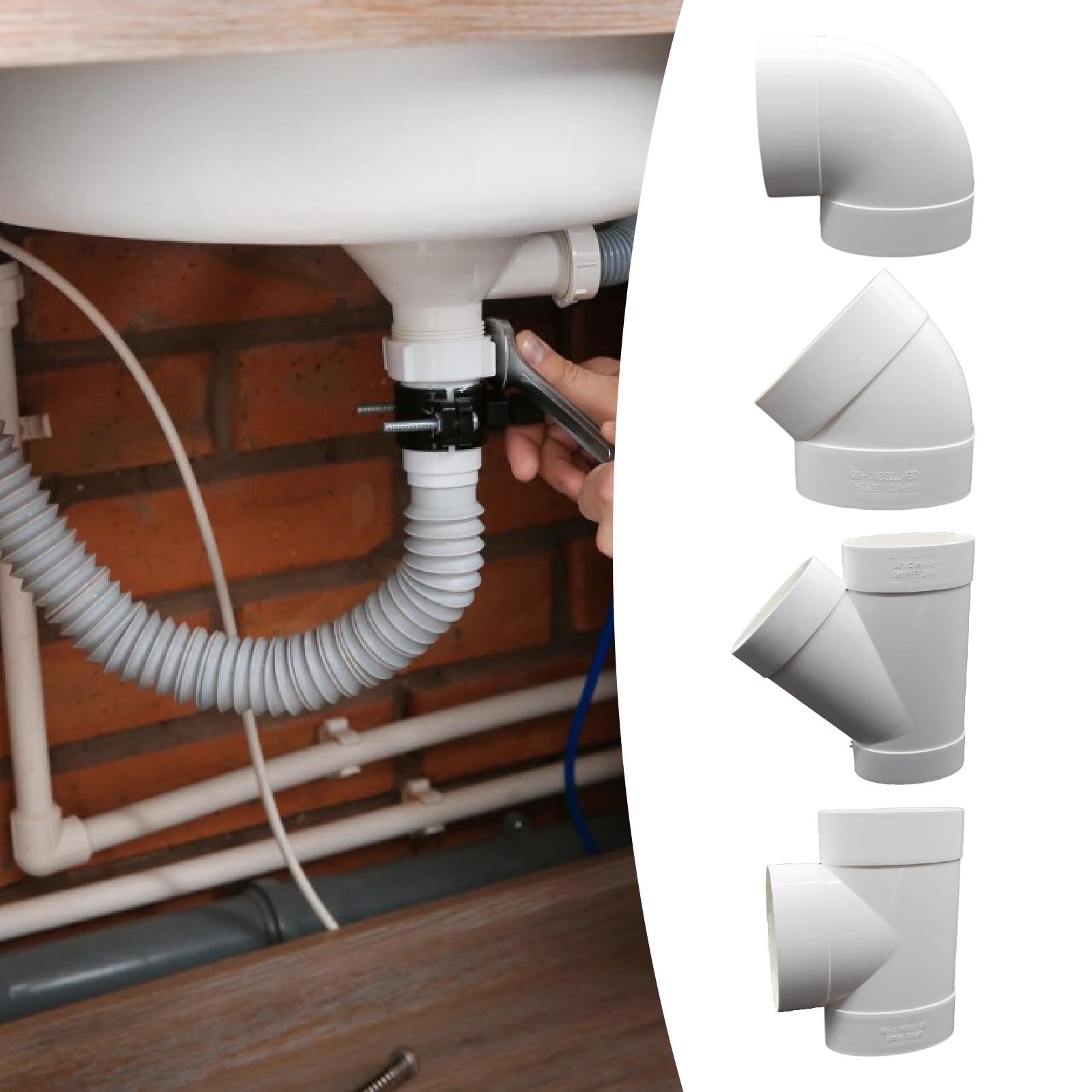 Ventilation Pipe Connector Tool PVC Ducting Adaptor for Hotel Restroom Basin Elbow 17.5cmx12.5cm