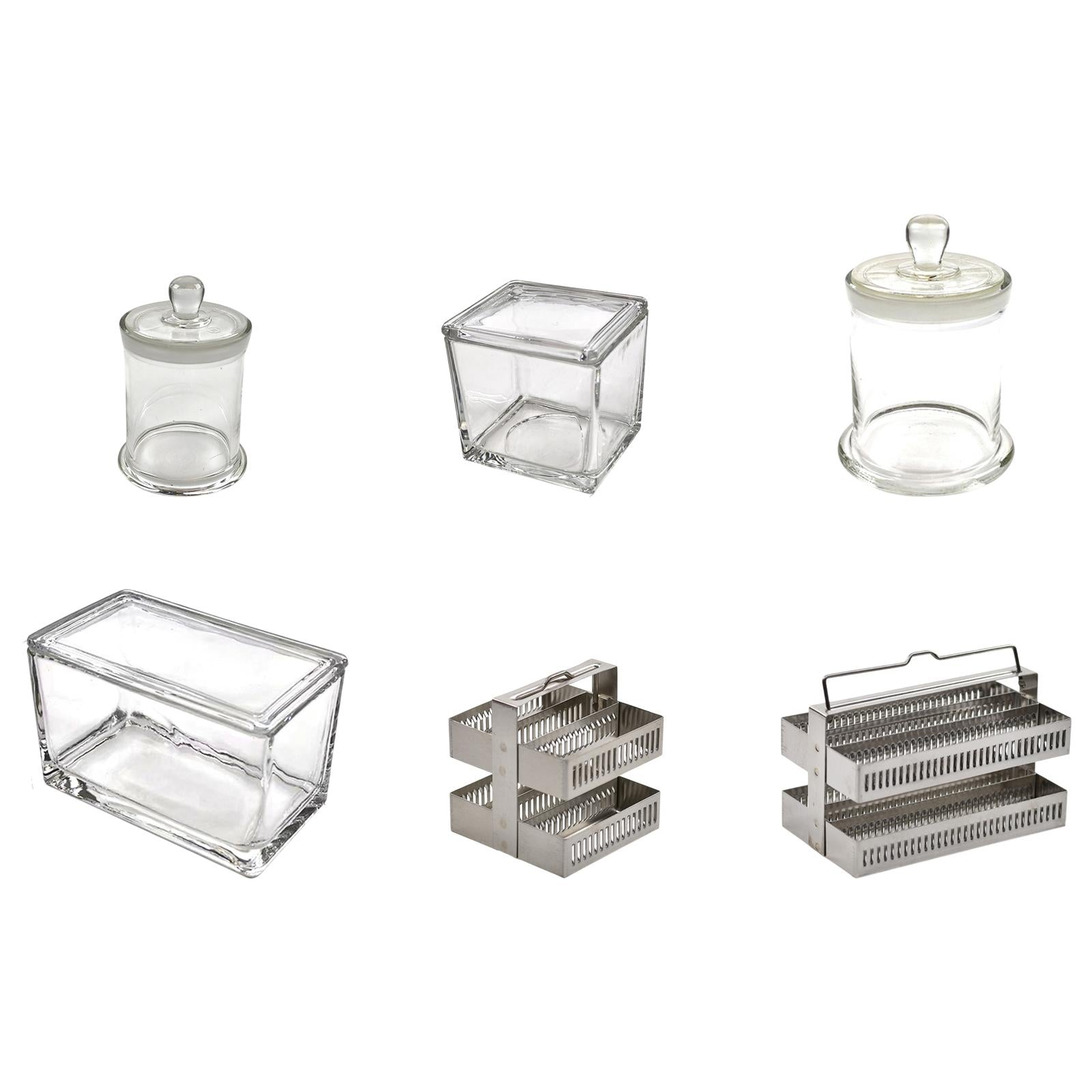 Laboratory Glass Staining Tank Chamber Sturdy with Lid Cylindrical Container 800ml