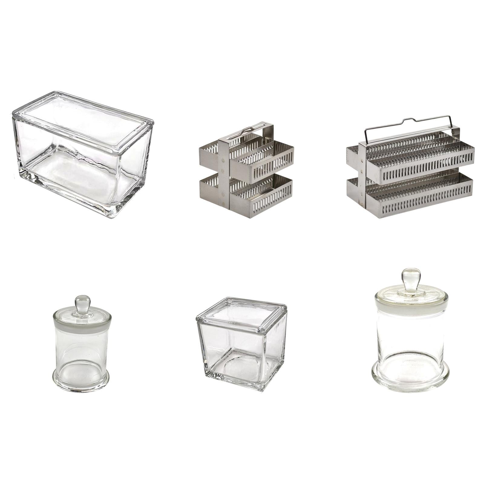 Laboratory Glass Staining Tank Chamber Sturdy with Lid Cylindrical Container 800ml