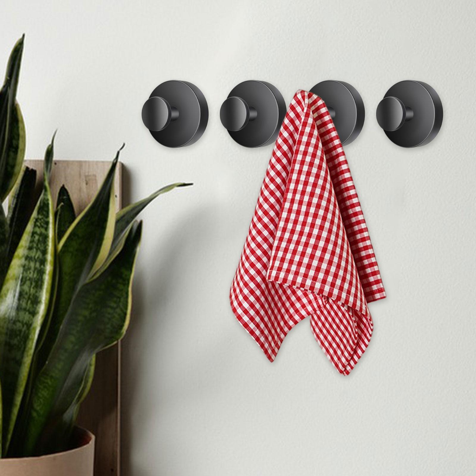 4 Pieces Suction Cup Hooks Wall Hooks for Glass Window Door Kitchen Restroom Black