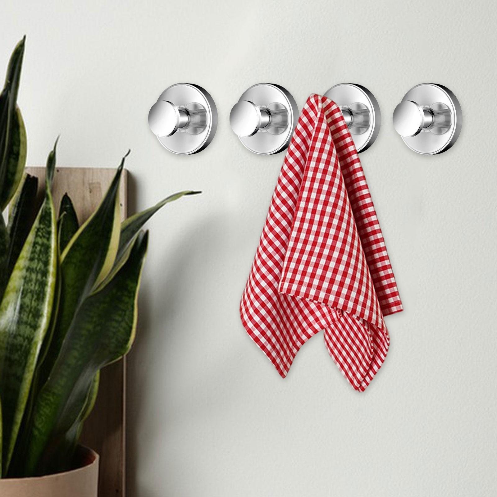 4 Pieces Suction Cup Hooks Wall Hooks for Glass Window Door Kitchen Restroom Glossy Silver