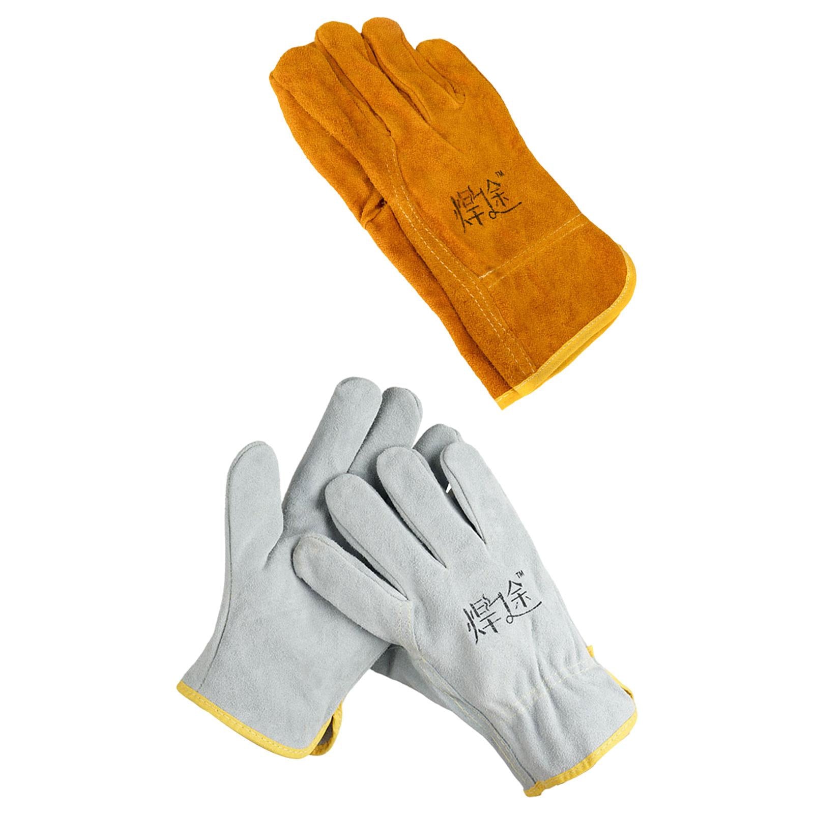 Welding Glove Welder High Temperature Reinforced Camping Fireplace Gardening Yellow