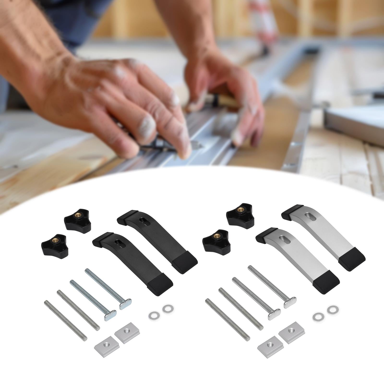 T Tracks Hold Down Clamp with Bolt and Silder for CNC Woodworking DIY Jigs black