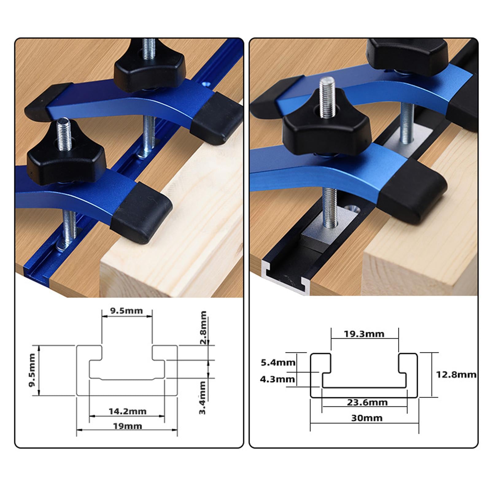 T Tracks Hold Down Clamp with Bolt and Silder for CNC Woodworking DIY Jigs white