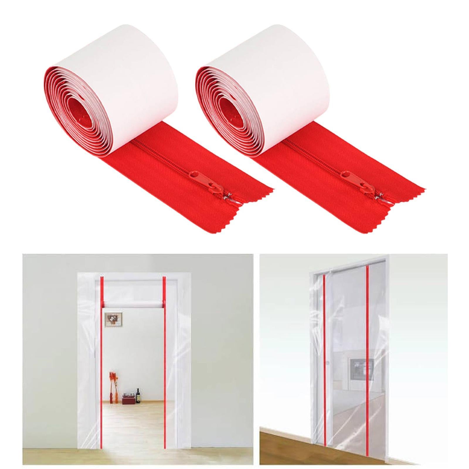 2 Roll Instant Door Zipper Replacement Self Adhesive for Screen Outdoor Tarp Red