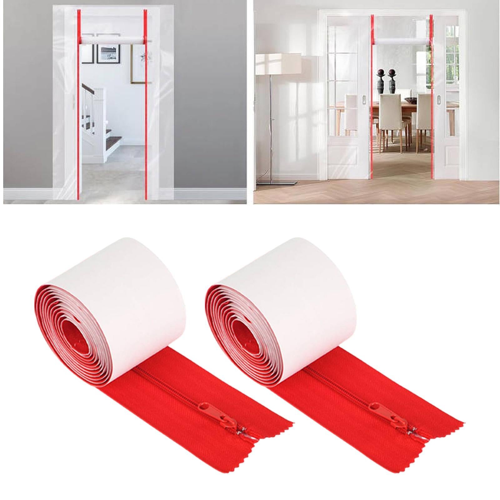 2 Roll Instant Door Zipper Replacement Self Adhesive for Screen Outdoor Tarp Red