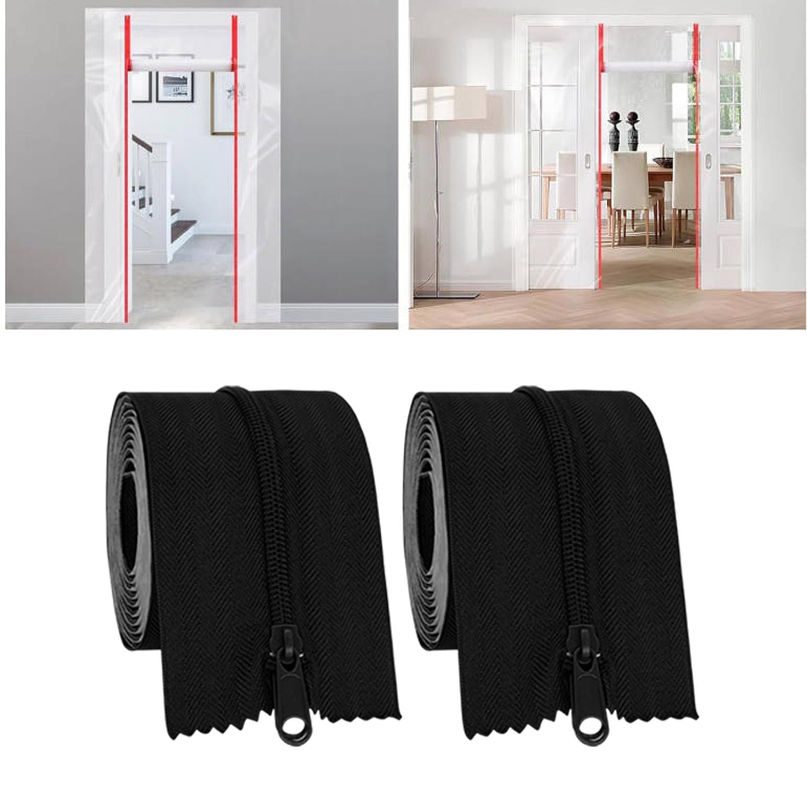 2 Roll Instant Door Zipper Replacement Self Adhesive for Screen Outdoor Tarp Black
