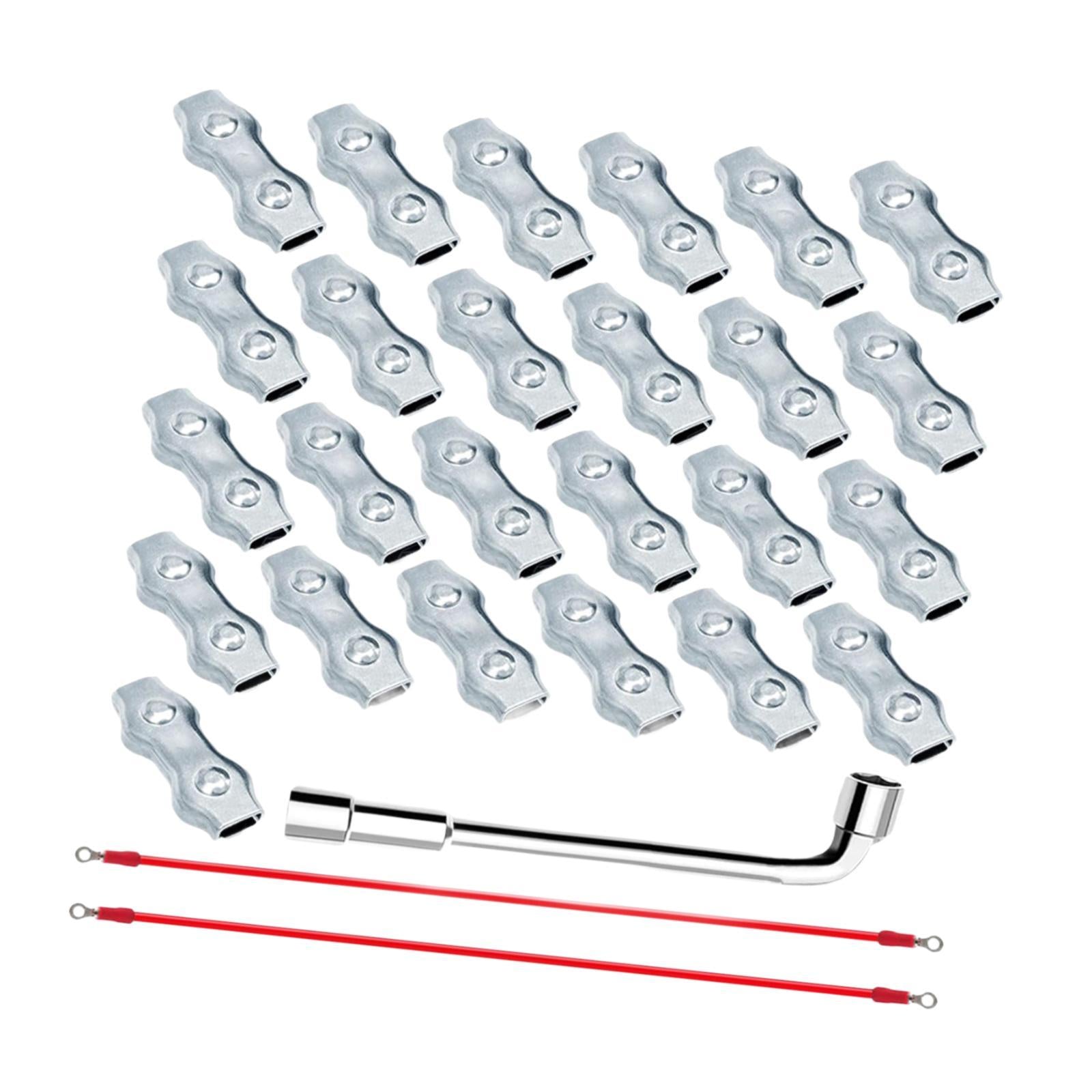 25x M5 Poly Rope Connectors Set 2x Conductive Wires for Animal Fences Sturdy