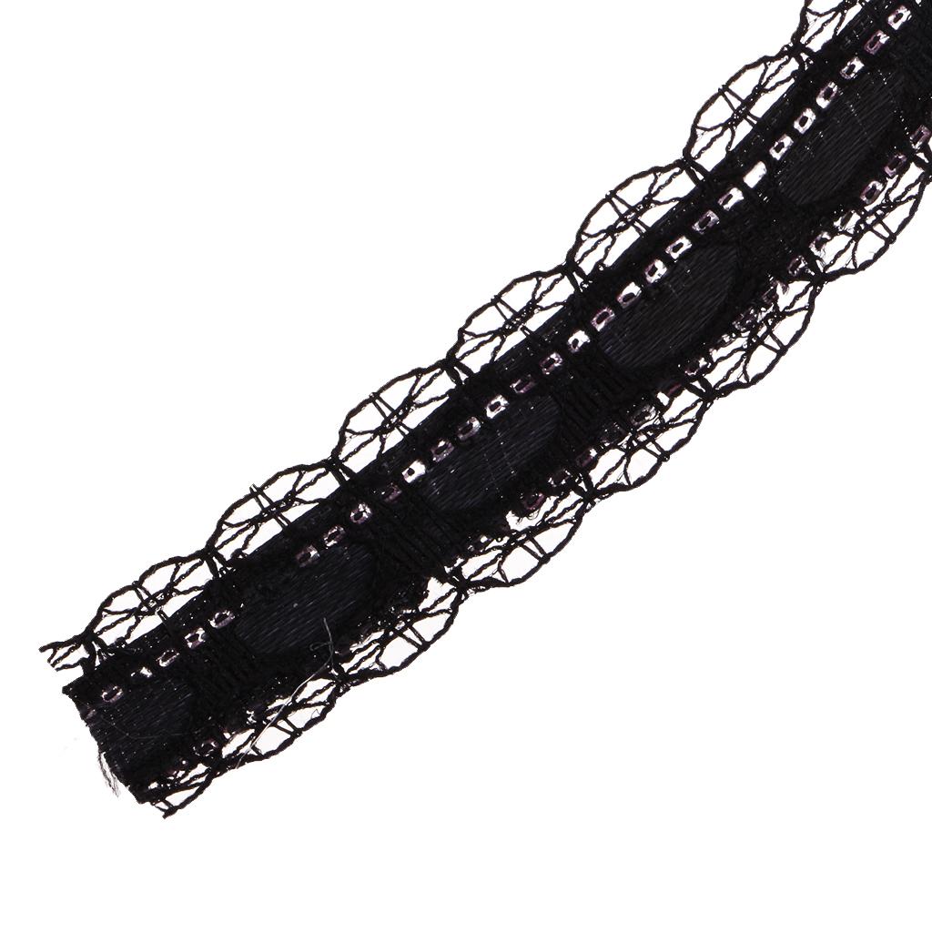 Vintage Lace Trim Printed Embroidery Lace Ribbon Sewing Craft Black