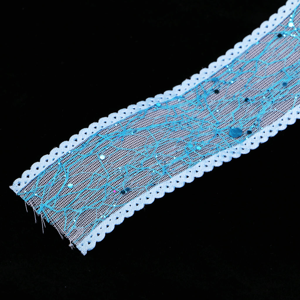 20 Yards Glitter Organza Ribbons DIY Bow for Wedding Party Decor 25mm Blue