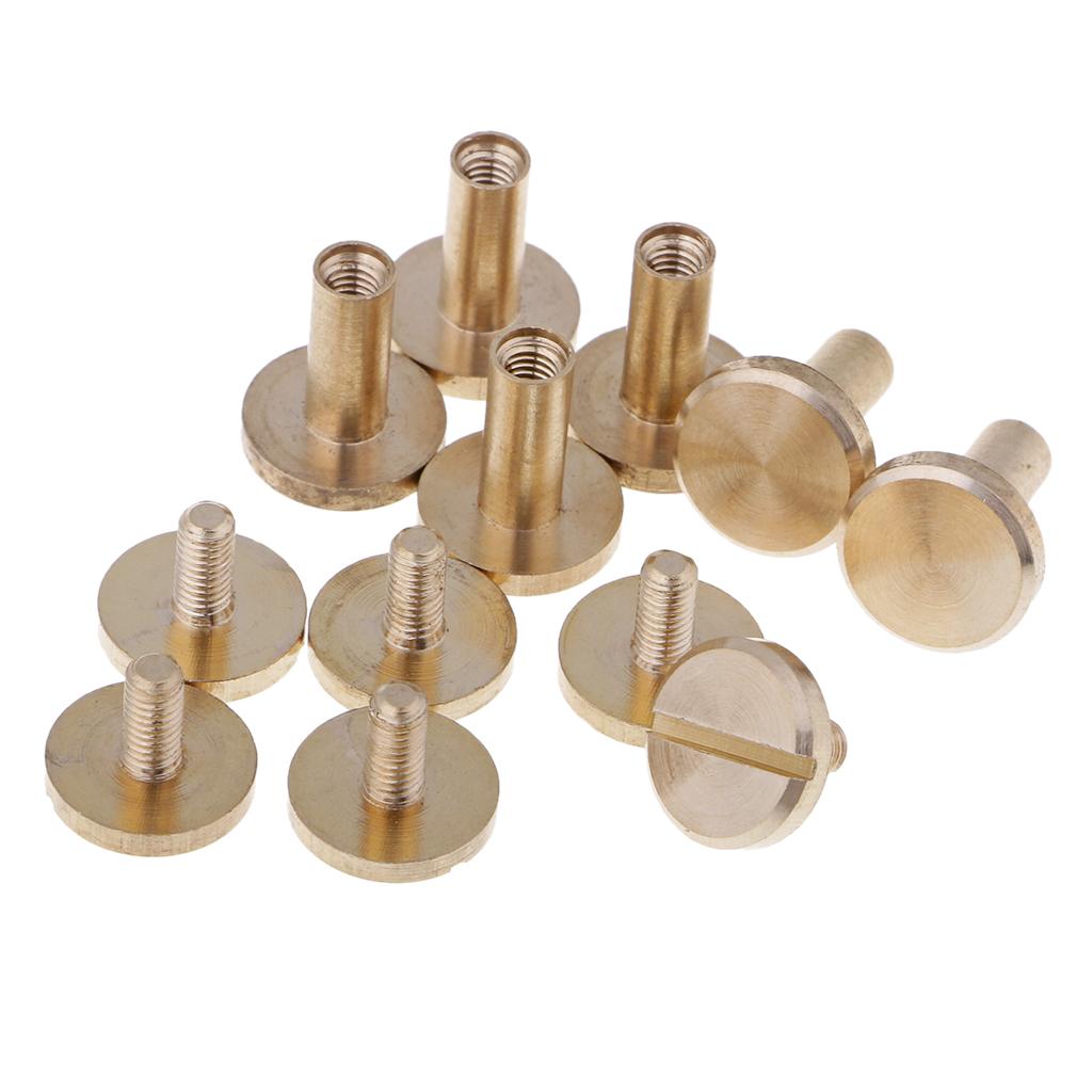 6 Sets Round Rivet Screw Studs Chicago Screw Leather Craft Gold 10mm