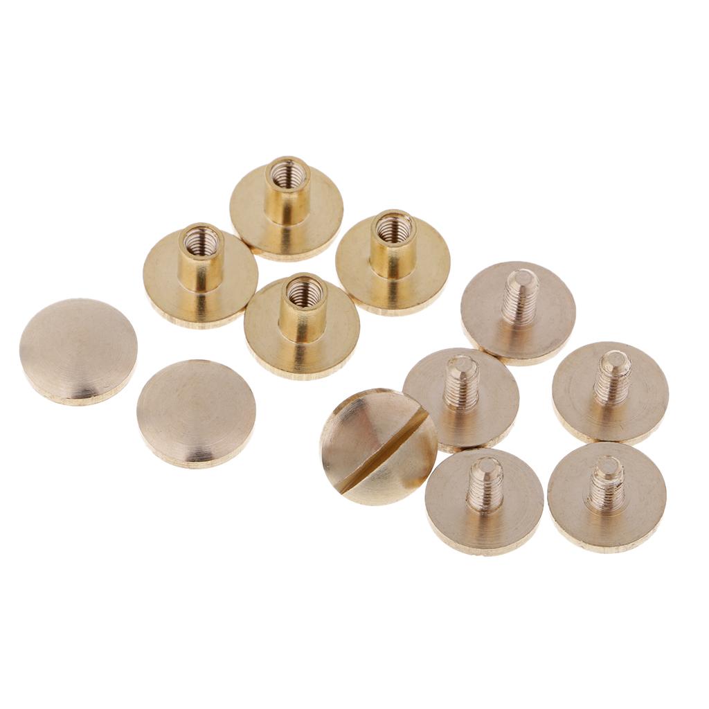 6 Pieces Solid Brass Nail Rivet Stud Button for Belt Bag Leather Craft 5mm
