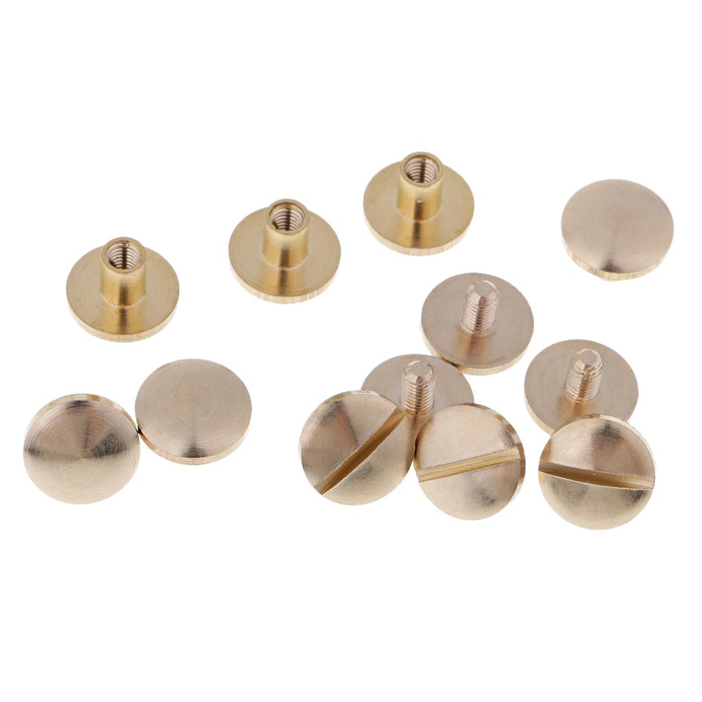 6 Pieces Solid Brass Nail Rivet Stud Button for Belt Bag Leather Craft 5mm